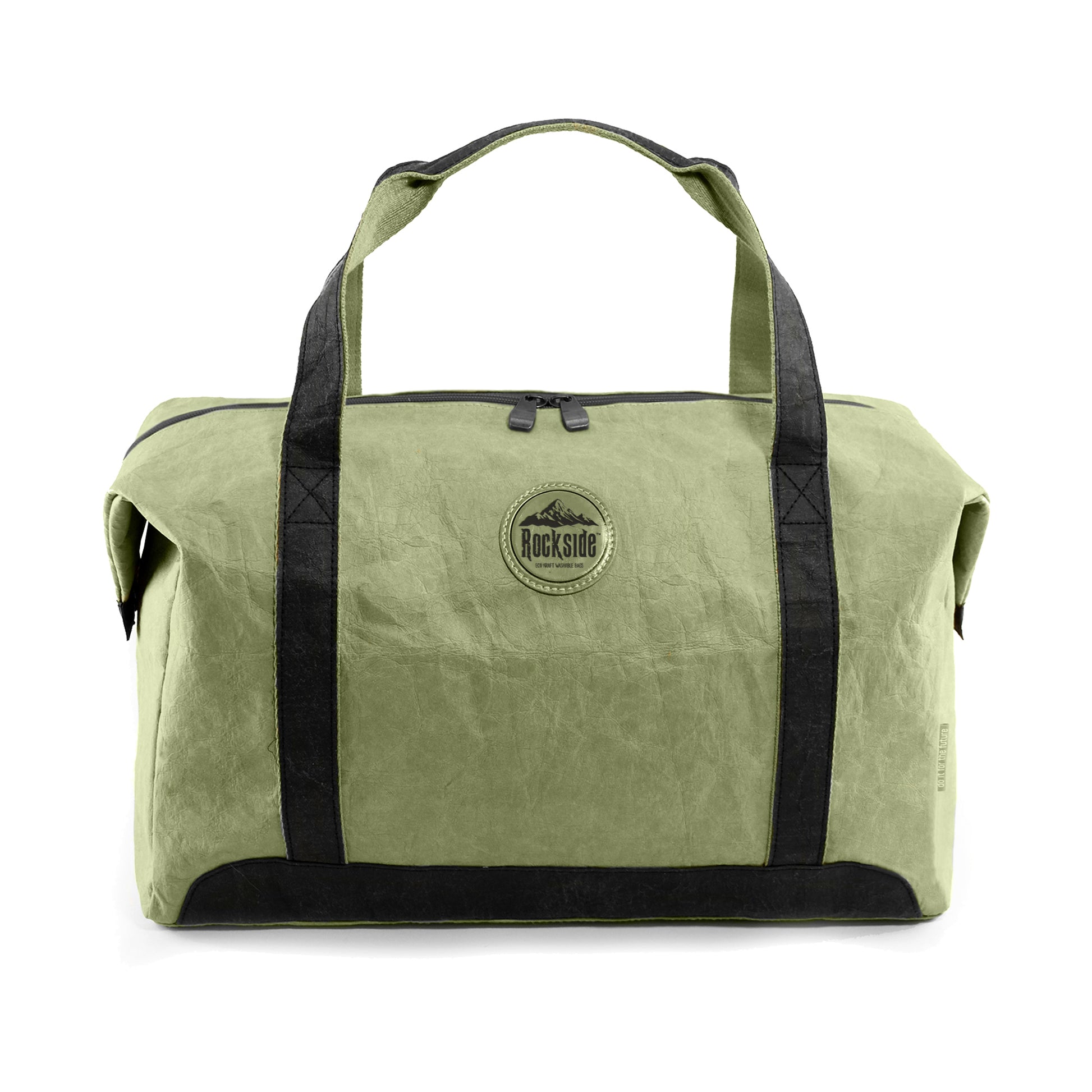 Brown Joy Kraft Paper Travel Bag displayed front-on, highlighting its eco-friendly, durable design and spacious storage for travel essentials.