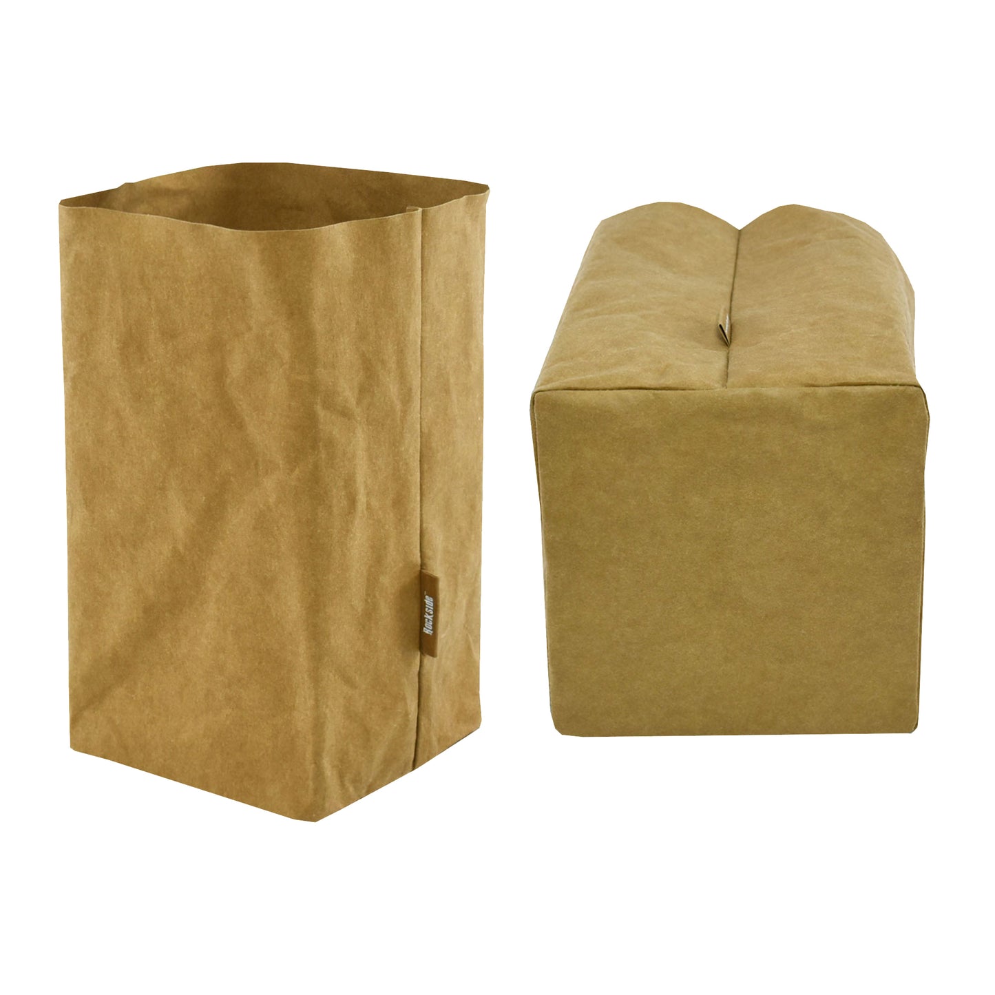 Sewo Kraft Paper Storage Bag – Large shown at an angle with the bottom visible, emphasizing its eco-friendly material and ample storage space.