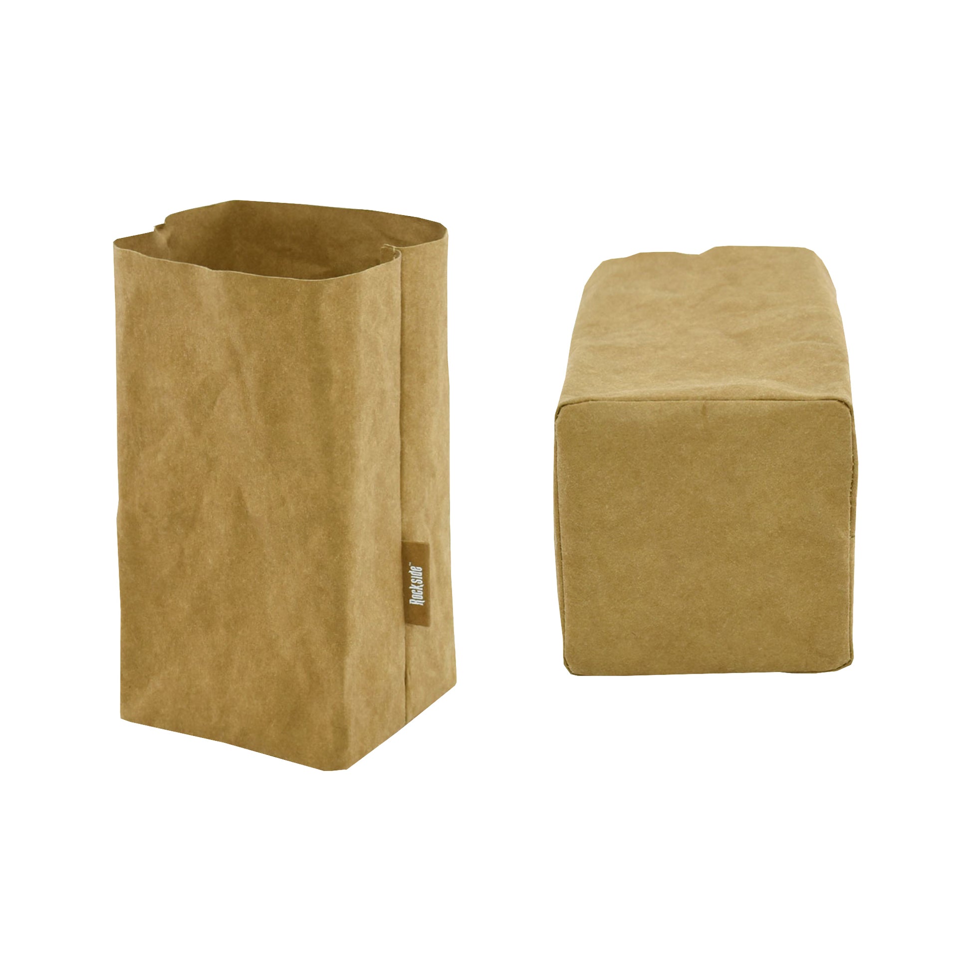 Sewo Kraft Paper Storage Bag – Medium shown at an angle with the bottom visible, emphasizing its robust material and ample storage space.